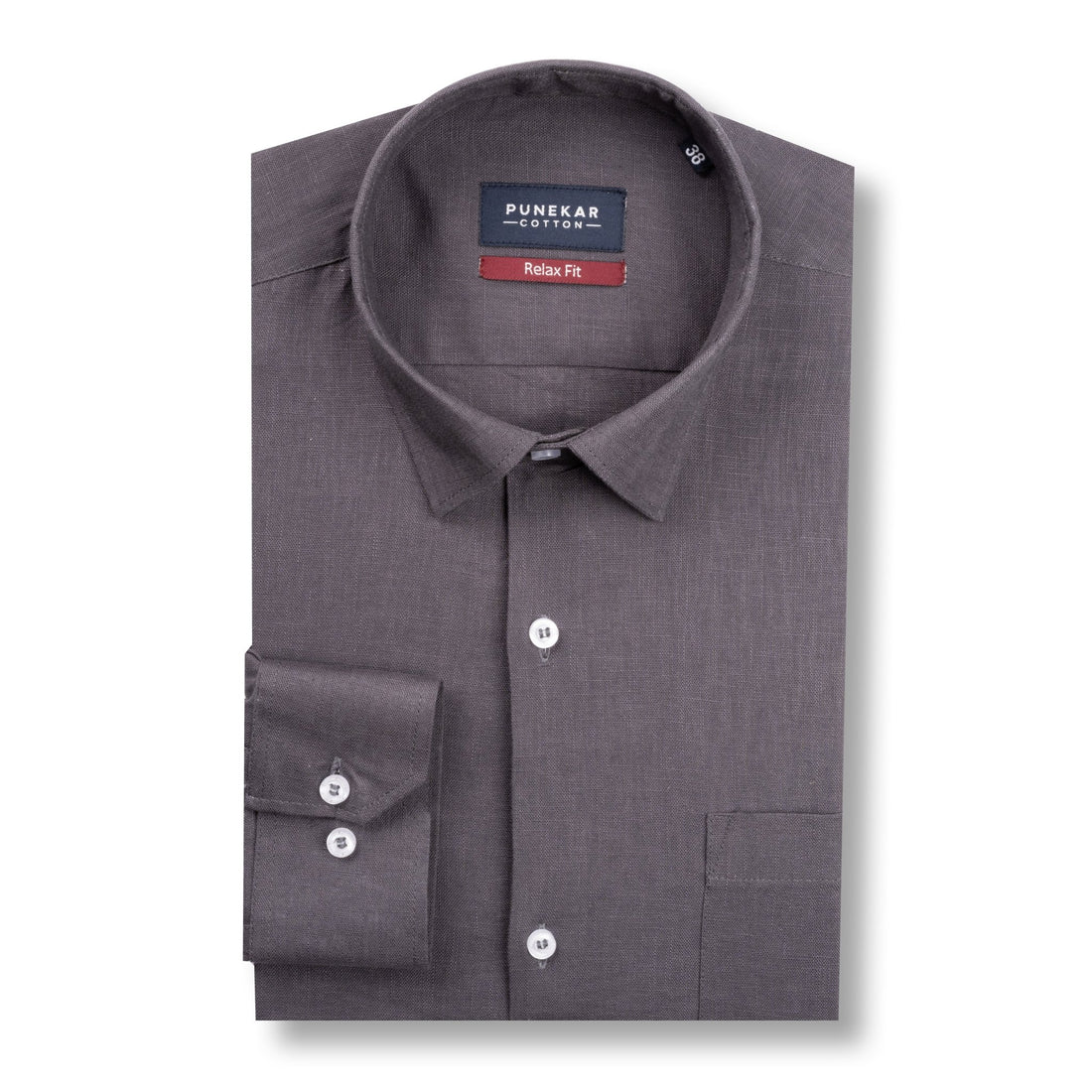Carbon Color Linen Formal Shirts For Men - Punekar Cotton