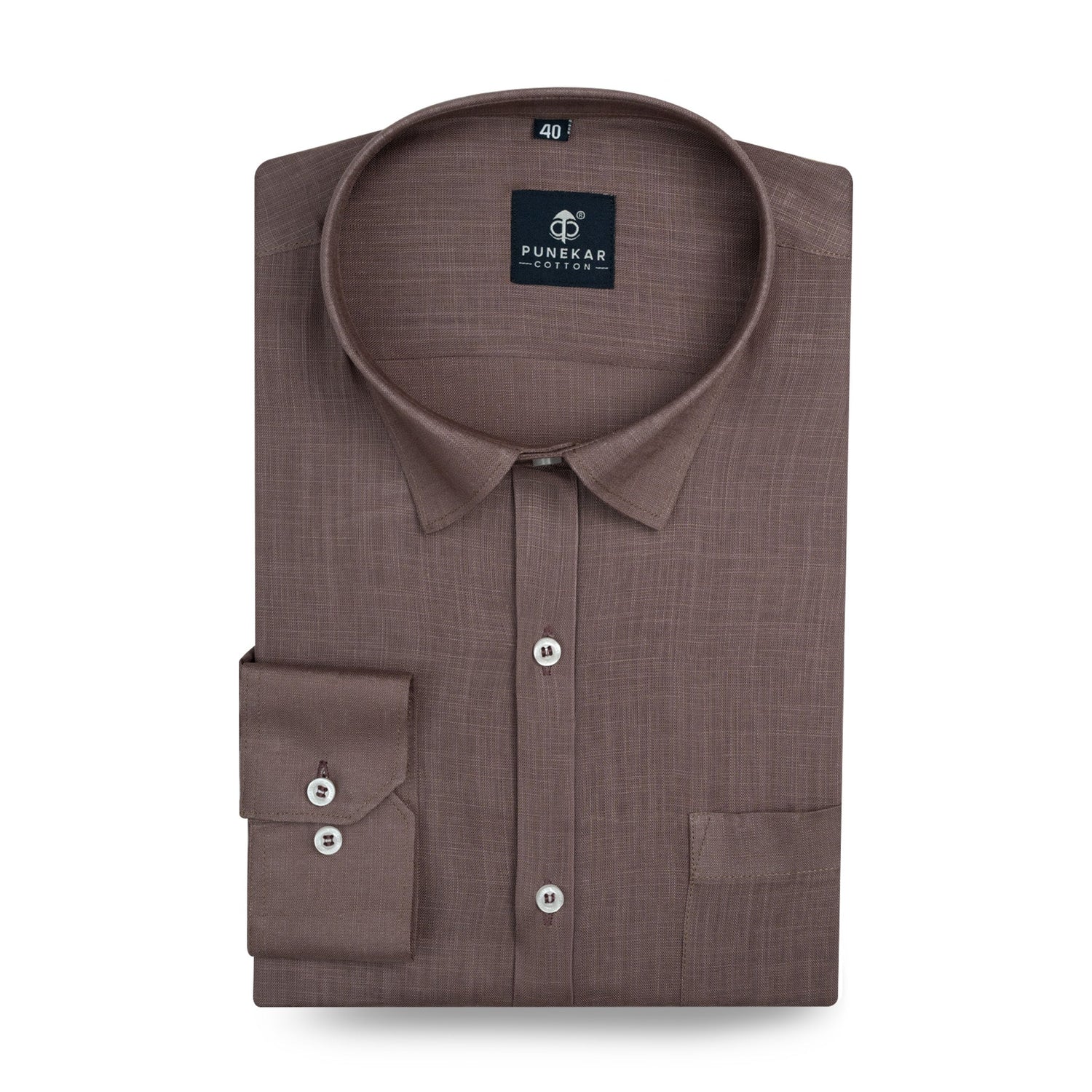 Coco Brown Color 80s Lino Lyocell Shirt For Men - Punekar Cotton