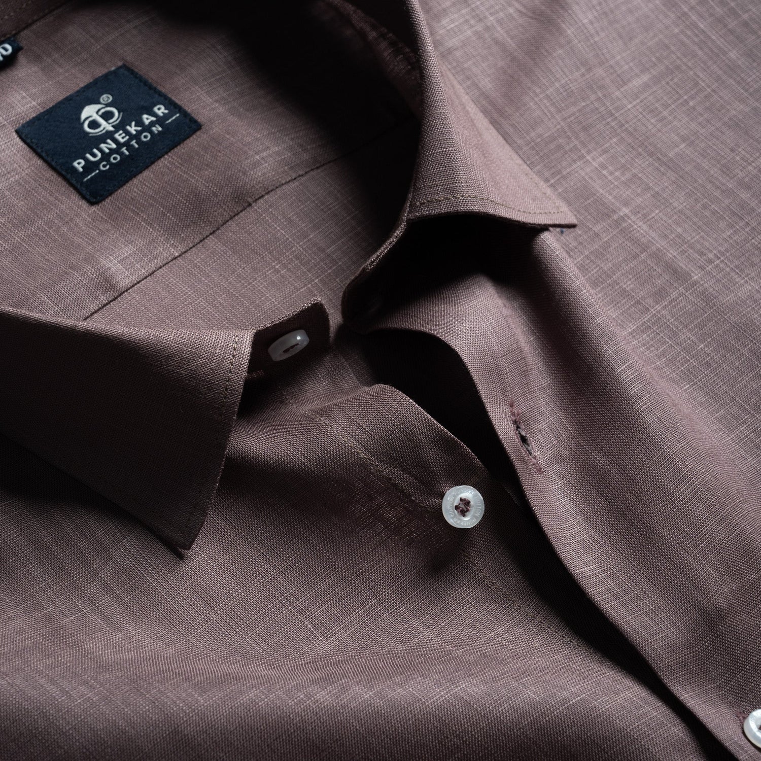 Coco Brown Color 80s Lino Lyocell Shirt For Men - Punekar Cotton