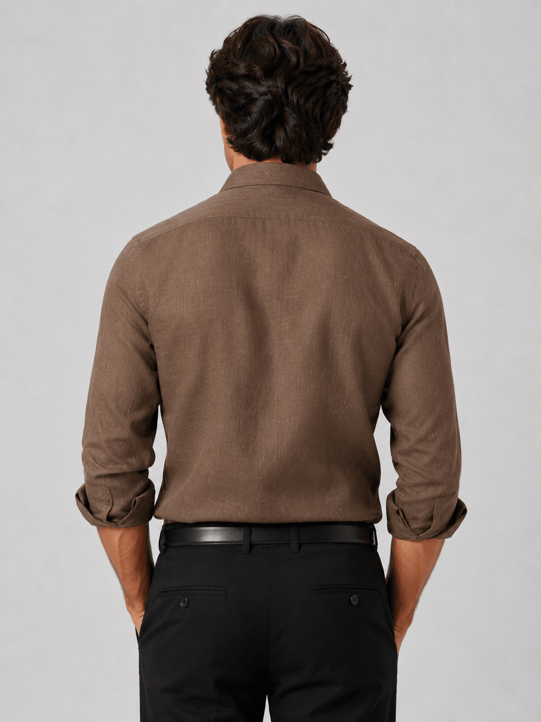 Coffee Brown 60Lea Pure Linen Shirt For Men - Punekar Cotton