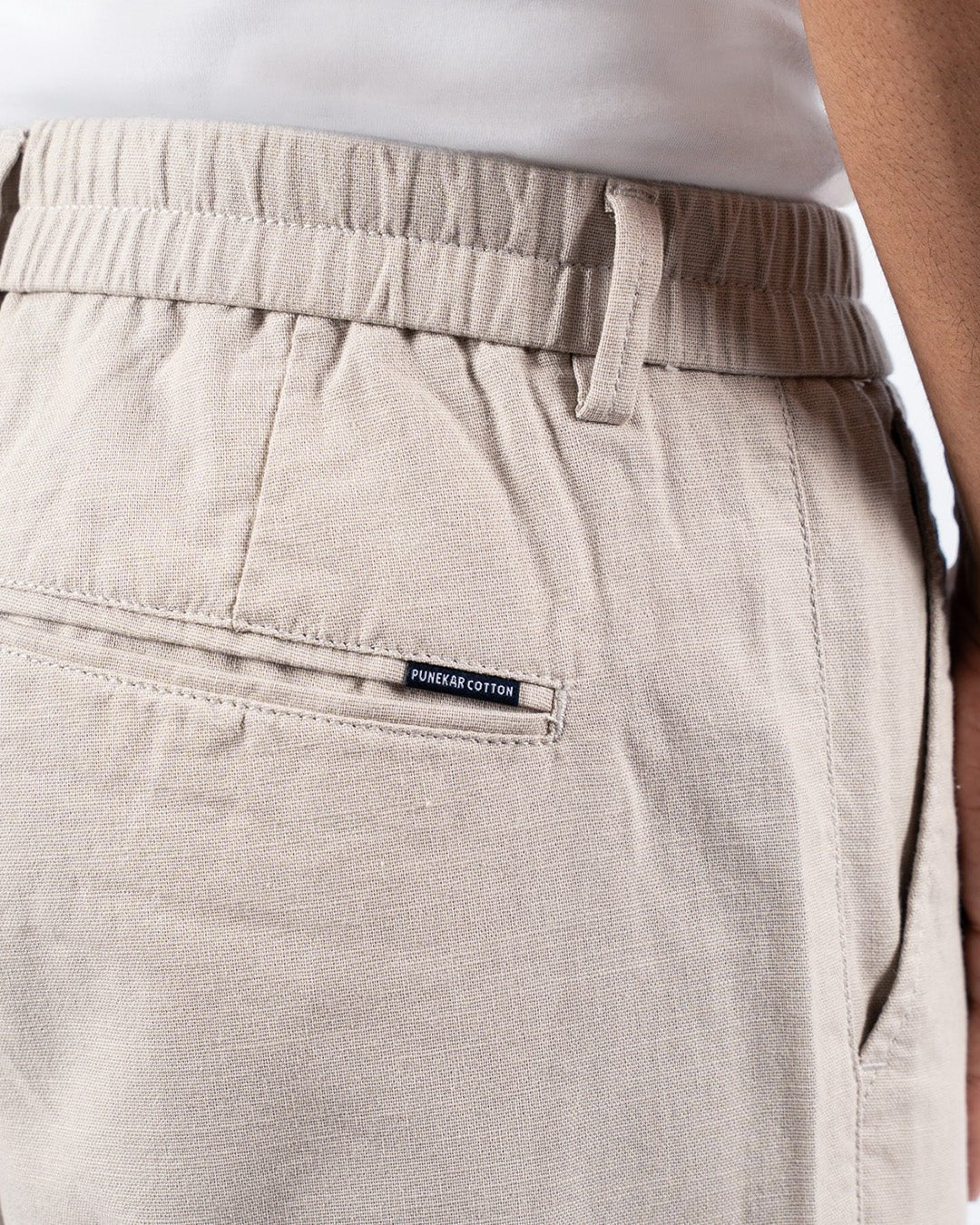 Cream Everyday Cotton Linen Straight-Fit Pants for Men - Punekar Cotton