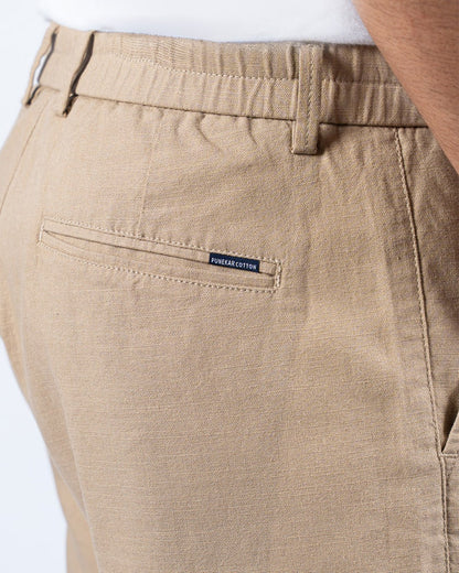 Dark Beige Everyday Cotton Linen Straight-Fit Pants for Men - Punekar Cotton