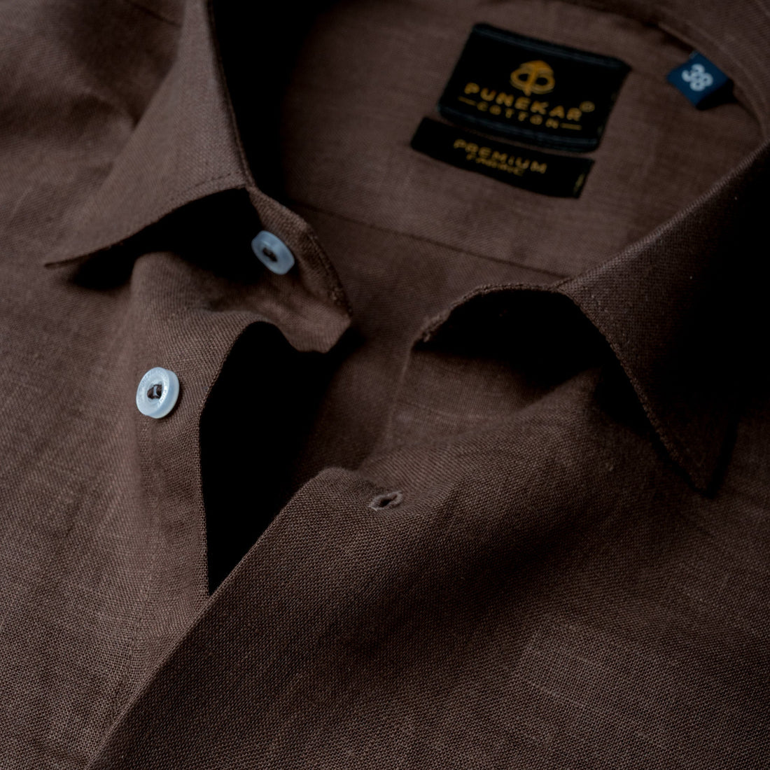 Dark Brown 60Lea Pure Linen Shirt For Men - Punekar Cotton