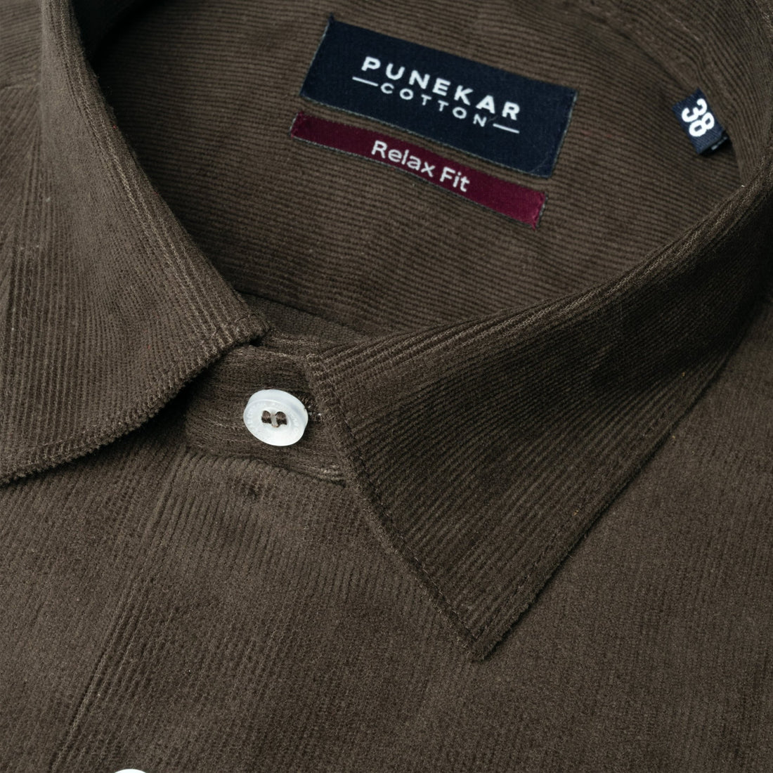 Dark Brown Color Corduroy Shirt For Men - Punekar Cotton