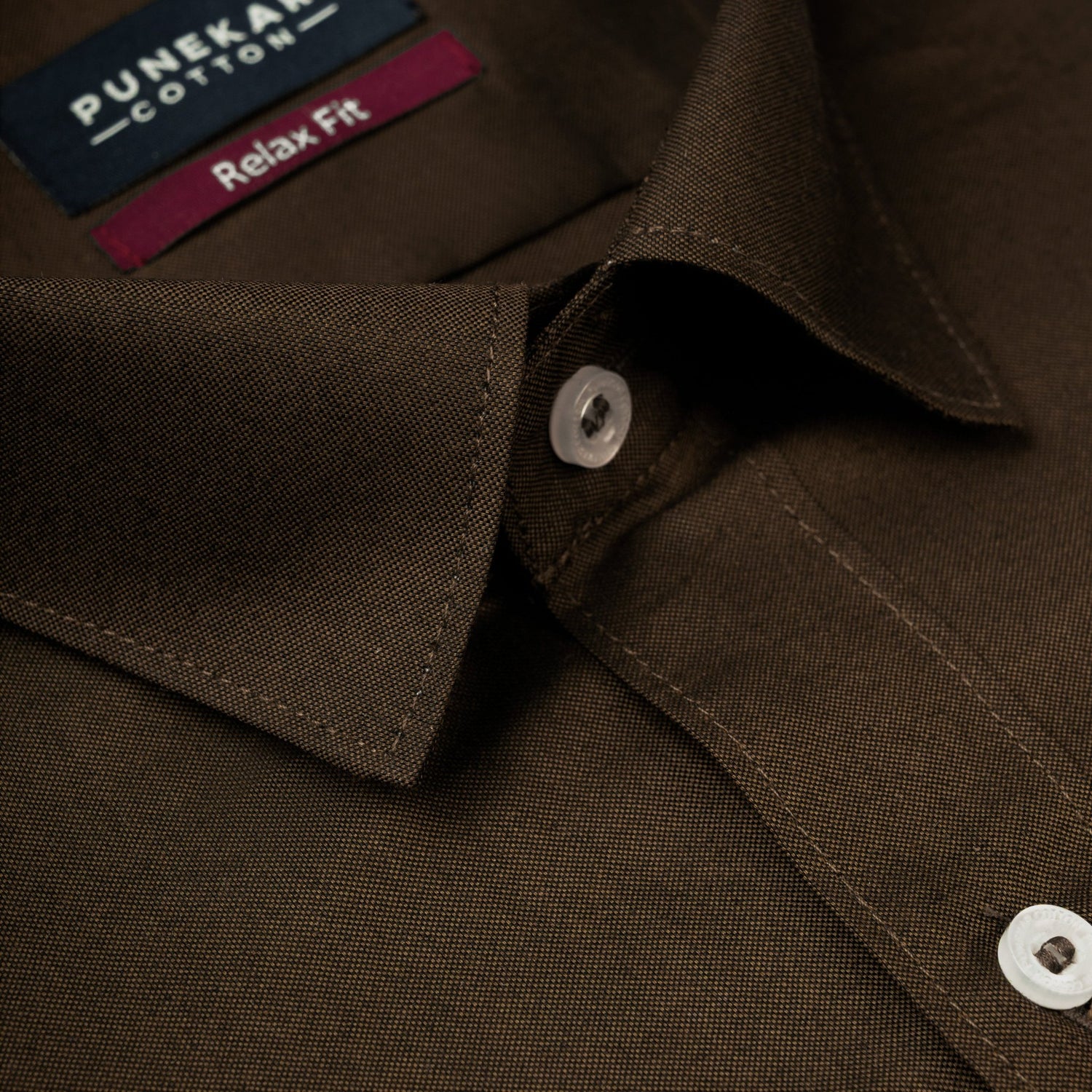 Dark Brown Colour Signature Classic Oxford Shirt For Men - Punekar Cotton
