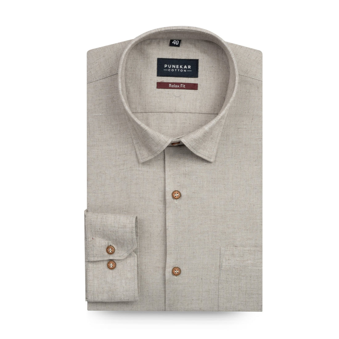 Dark Grey Color Cotton Blend Kosa Texture Shirts For Men - Punekar Cotton