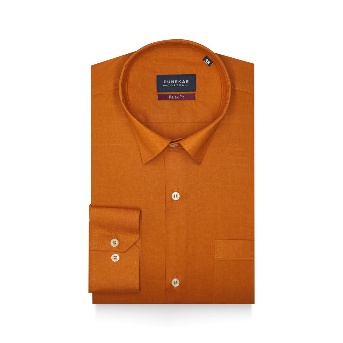 Dark Orange Color Solid Pure Cotton For Men - Punekar Cotton