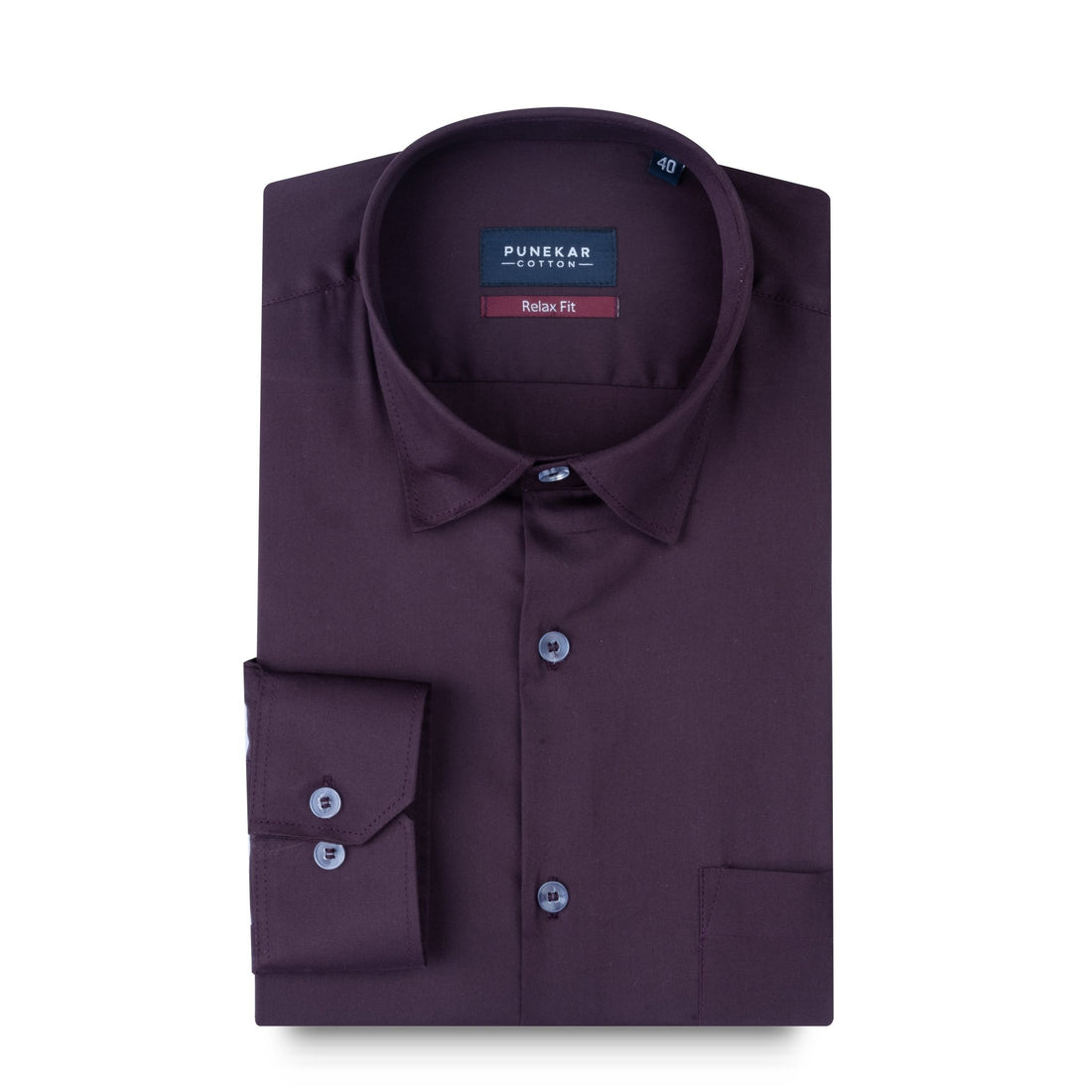 Dark Purple Color Cotton Satin Shirt For Men - Punekar Cotton