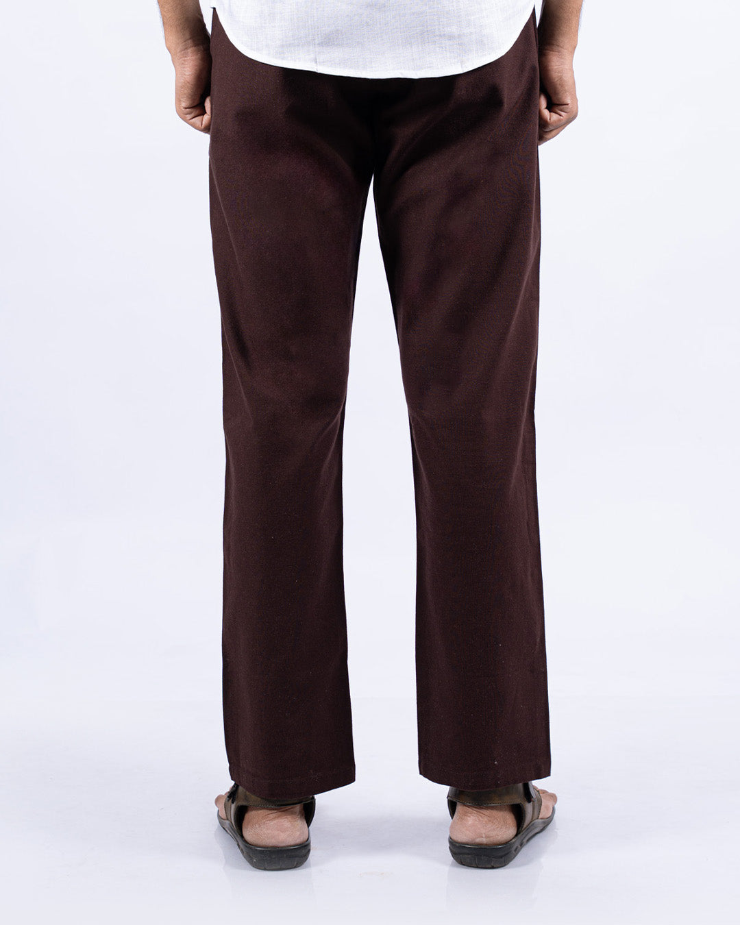 Maroon Everyday Cotton Linen Straight-Fit Pants for Men