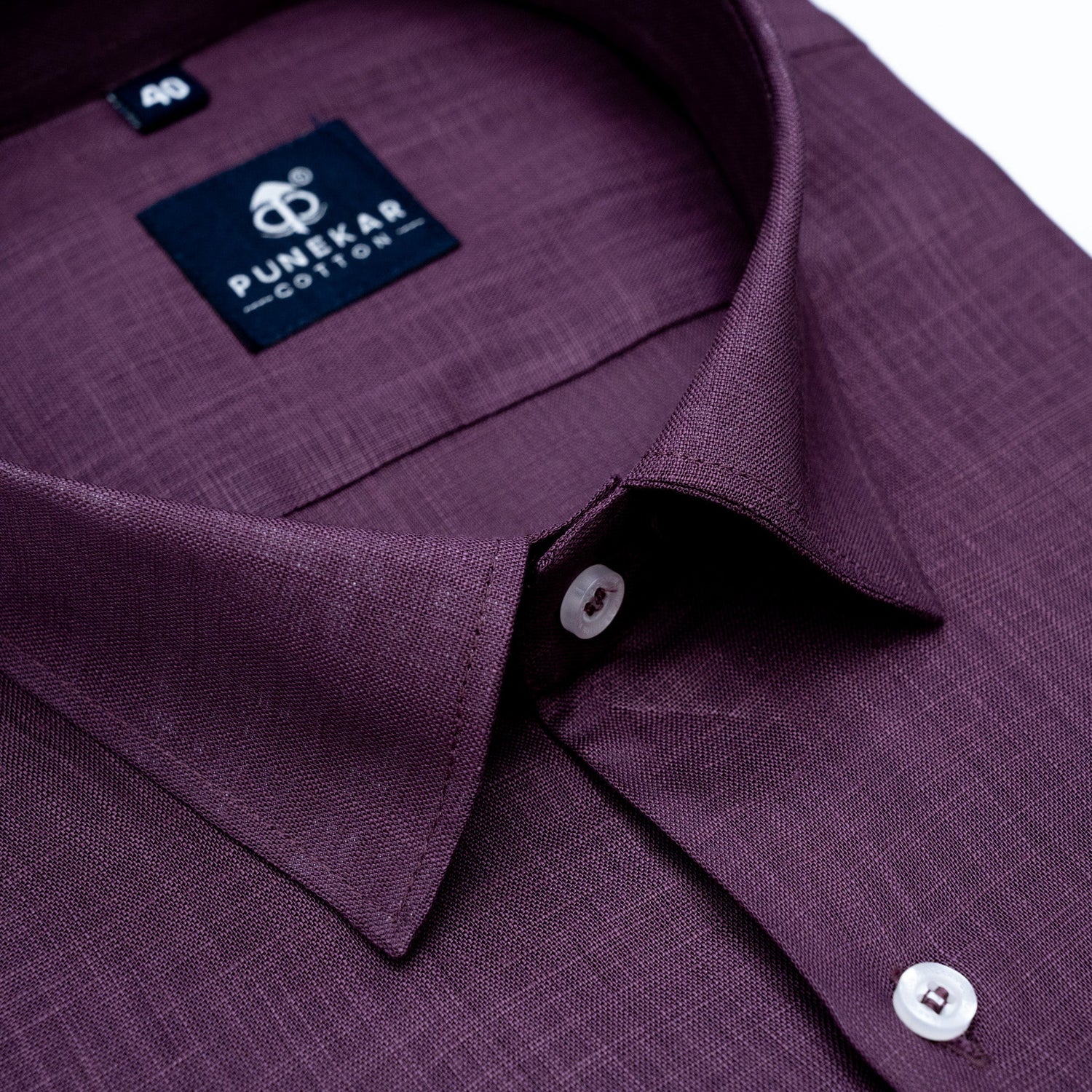 Deep Plum Color 80s Lino Lyocell Shirt For Men - Punekar Cotton