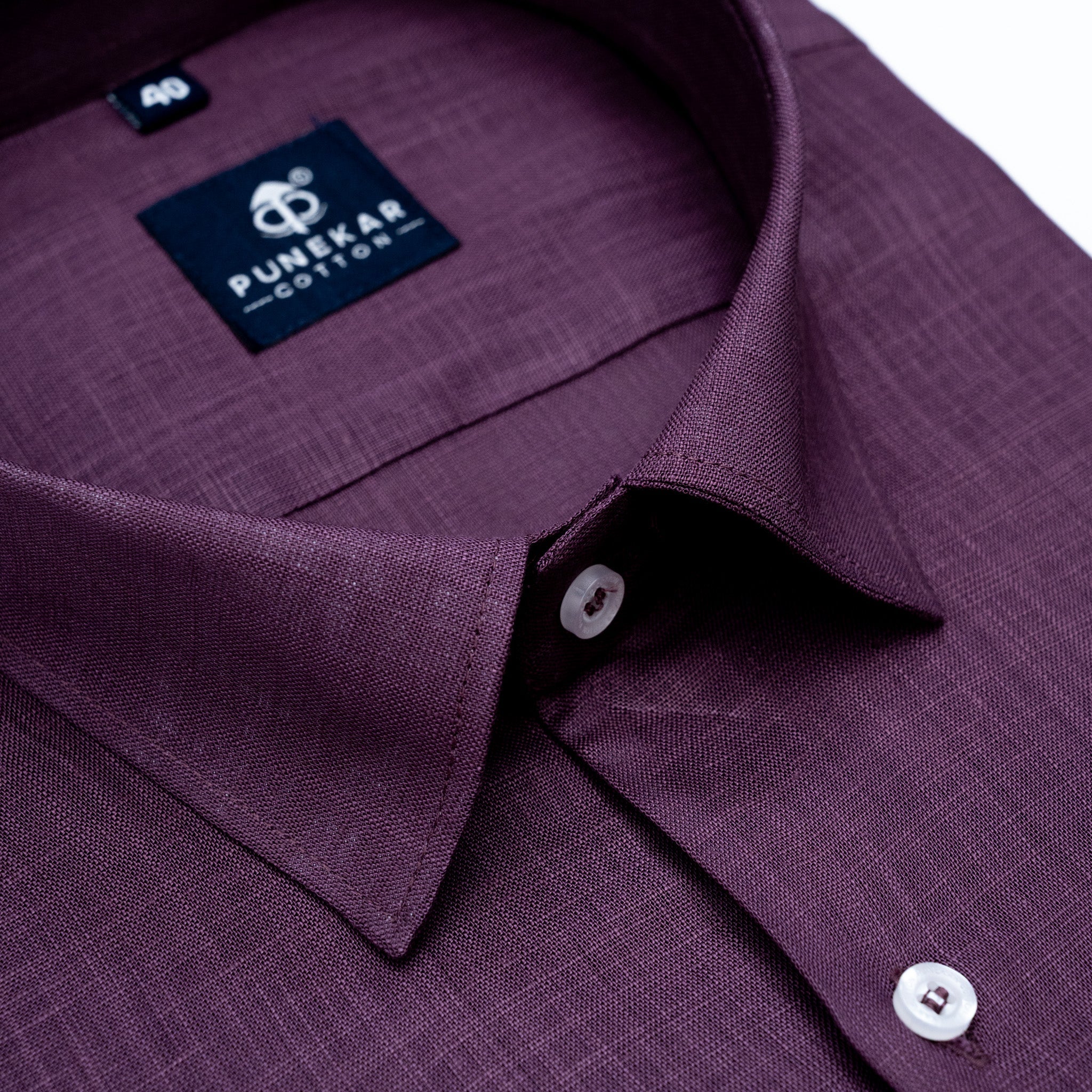 Deep Plum Color 80s Lino Lyocell Shirt For Men - Punekar Cotton