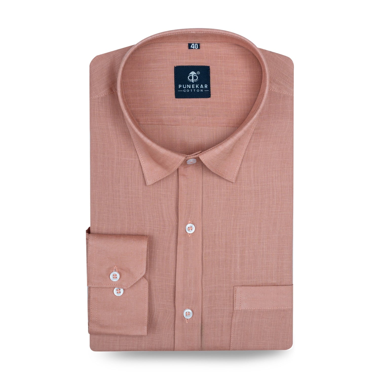 Dusty Clay Color 80s Lino Lyocell Shirt For Men - Punekar Cotton