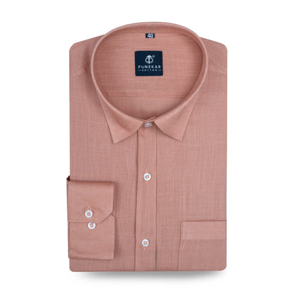 Dusty Clay Color 80s Lino Lyocell Shirt For Men - Punekar Cotton
