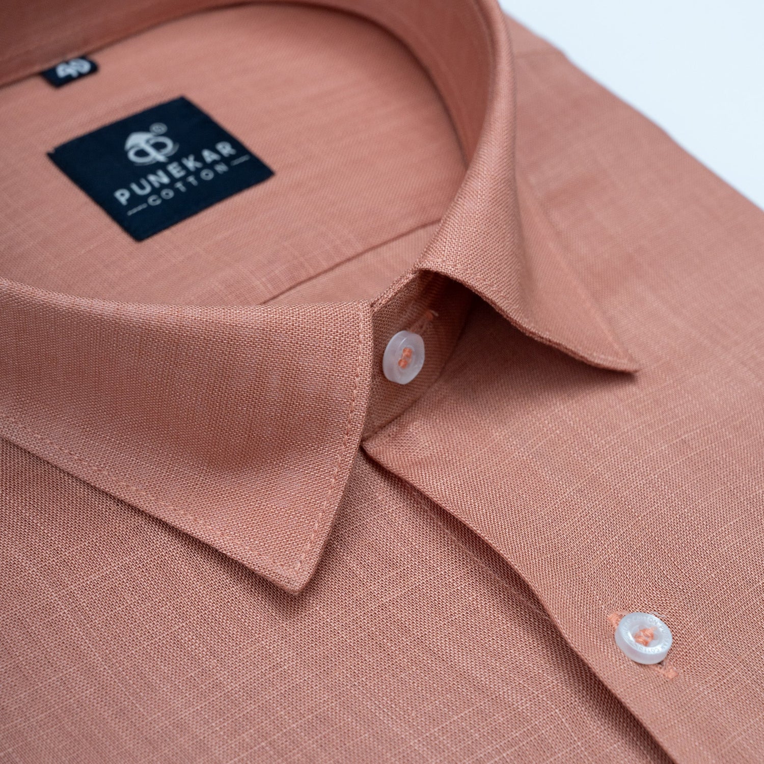 Dusty Clay Color 80s Lino Lyocell Shirt For Men - Punekar Cotton