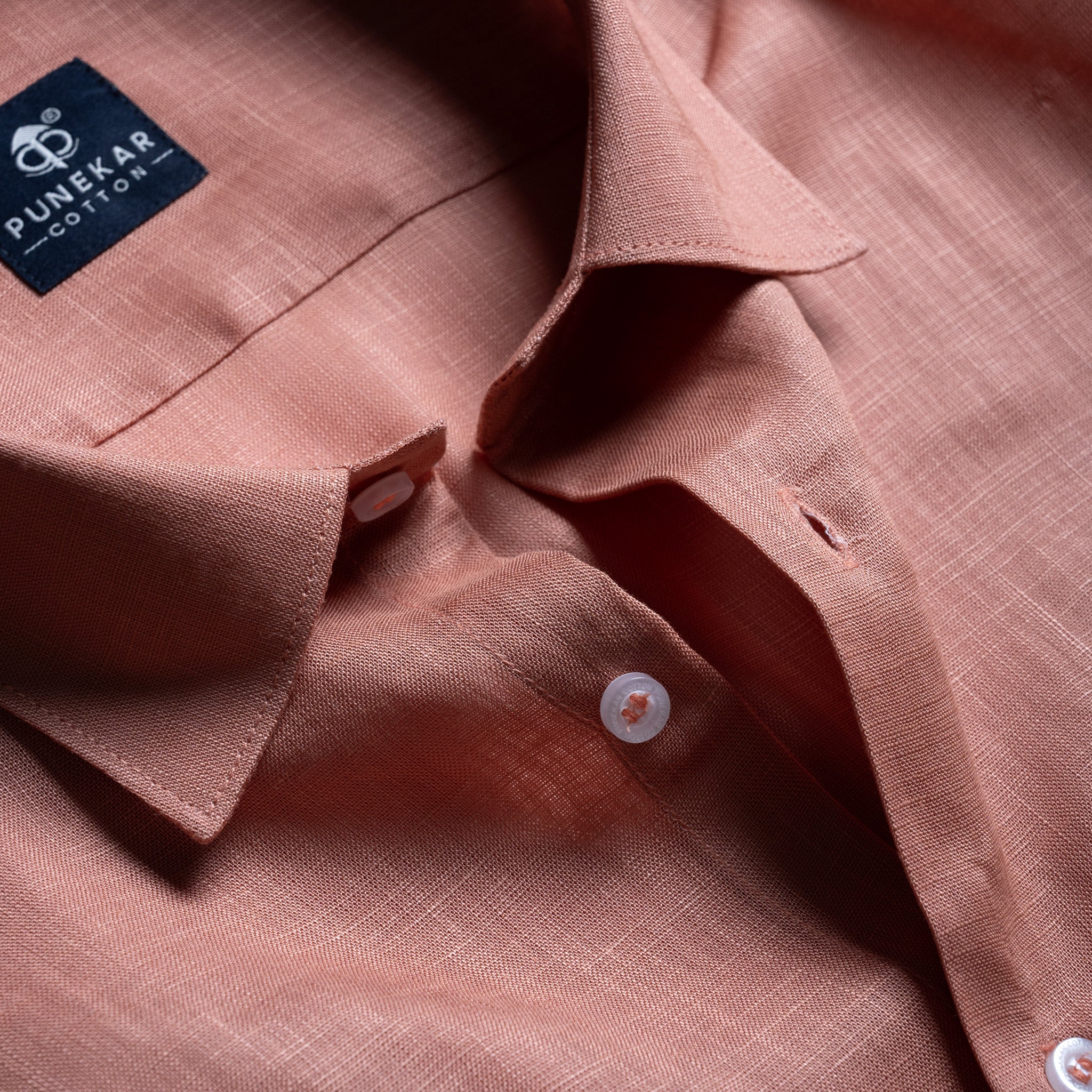 Dusty Clay Color 80s Lino Lyocell Shirt For Men - Punekar Cotton