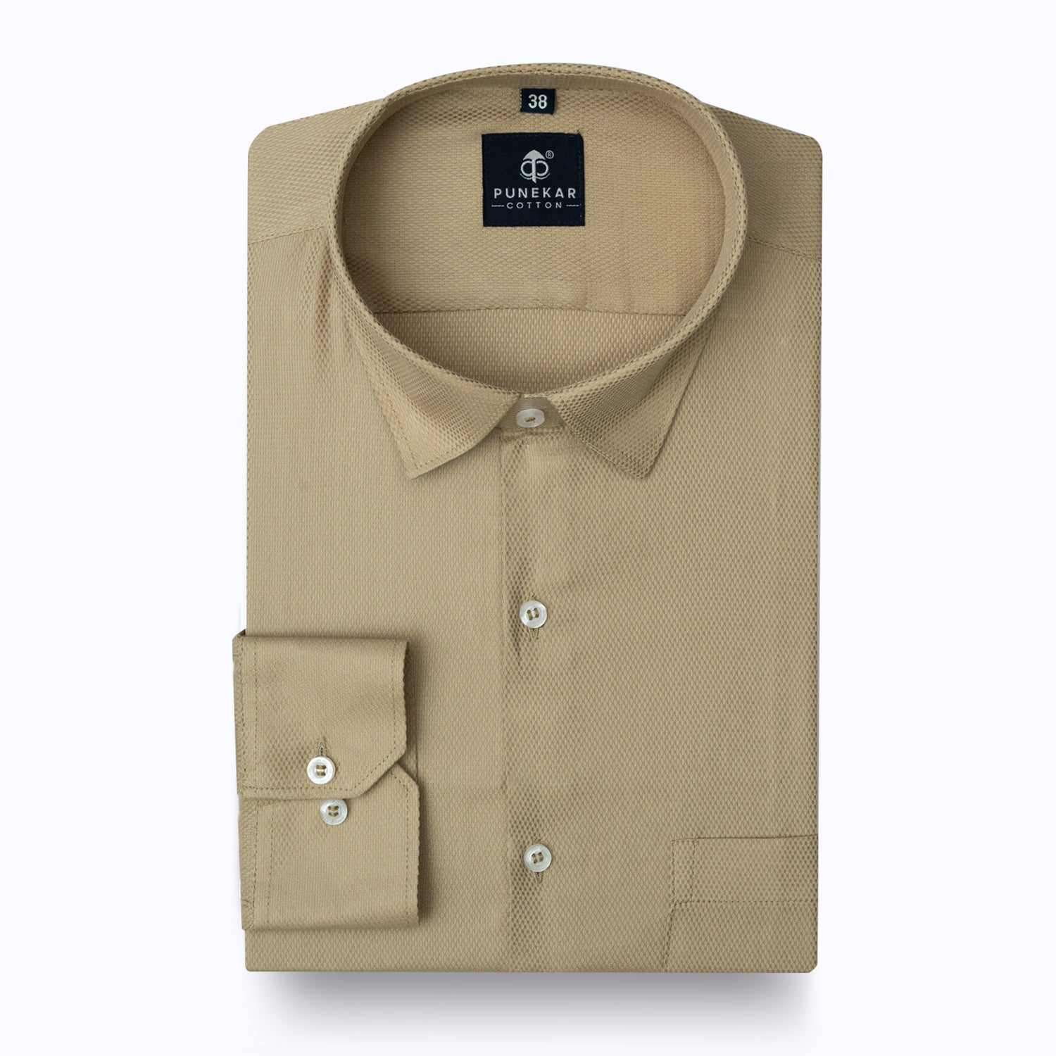 Desert Sand Softweave Cotton Tencel Textured Shirt For Men