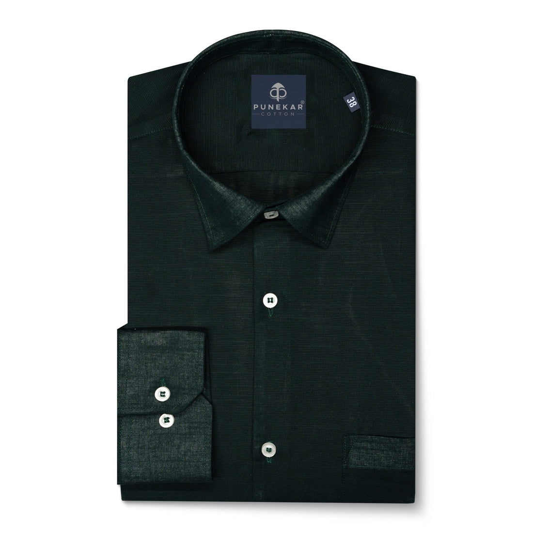 Forest Green Color Lining Texture Pure Cotton Shirt For Men - Punekar Cotton