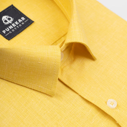 Golden Yellow Color Plain Pure Cotton For Men - Punekar Cotton