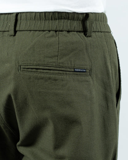 Olive Everyday Cotton Linen Straight-Fit Pants for Men