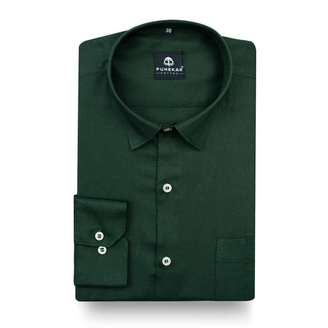 Emerald Green Softweave Cotton Tencel Textured Shirt For Men