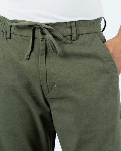 Olive Everyday Cotton Linen Straight-Fit Pants for Men