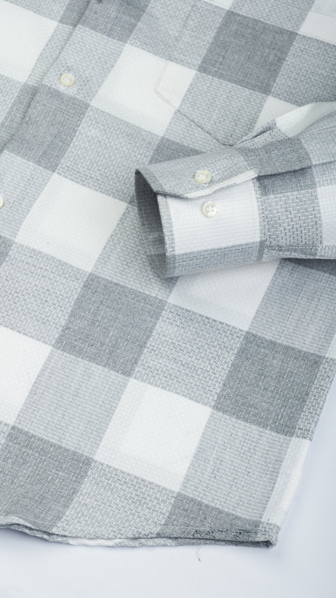Grey Color Checks Pure Cotton Shirt For Men - Punekar Cotton