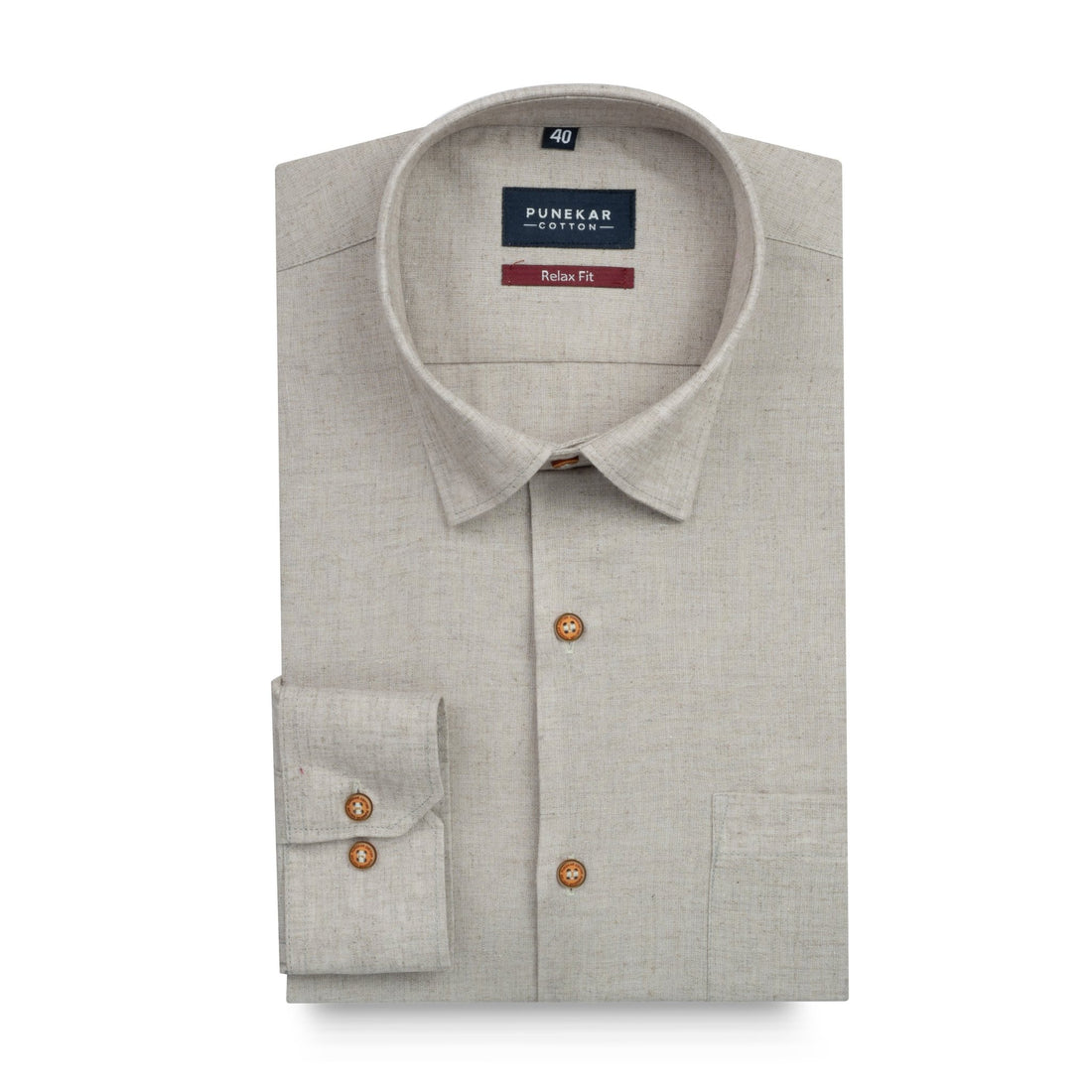 Grey Color Cotton Blend Kosa Texture Shirts For Men - Punekar Cotton