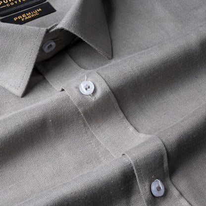 Grey Color Prime Linen Shirt For Men - Punekar Cotton