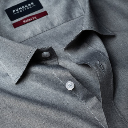Grey Colour Signature Classic Oxford Shirt For Men