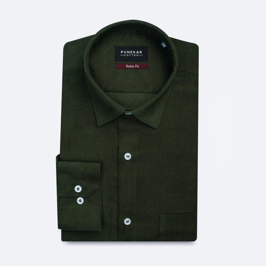 Hunter Green Color Corduroy Shirt For Men - Punekar Cotton
