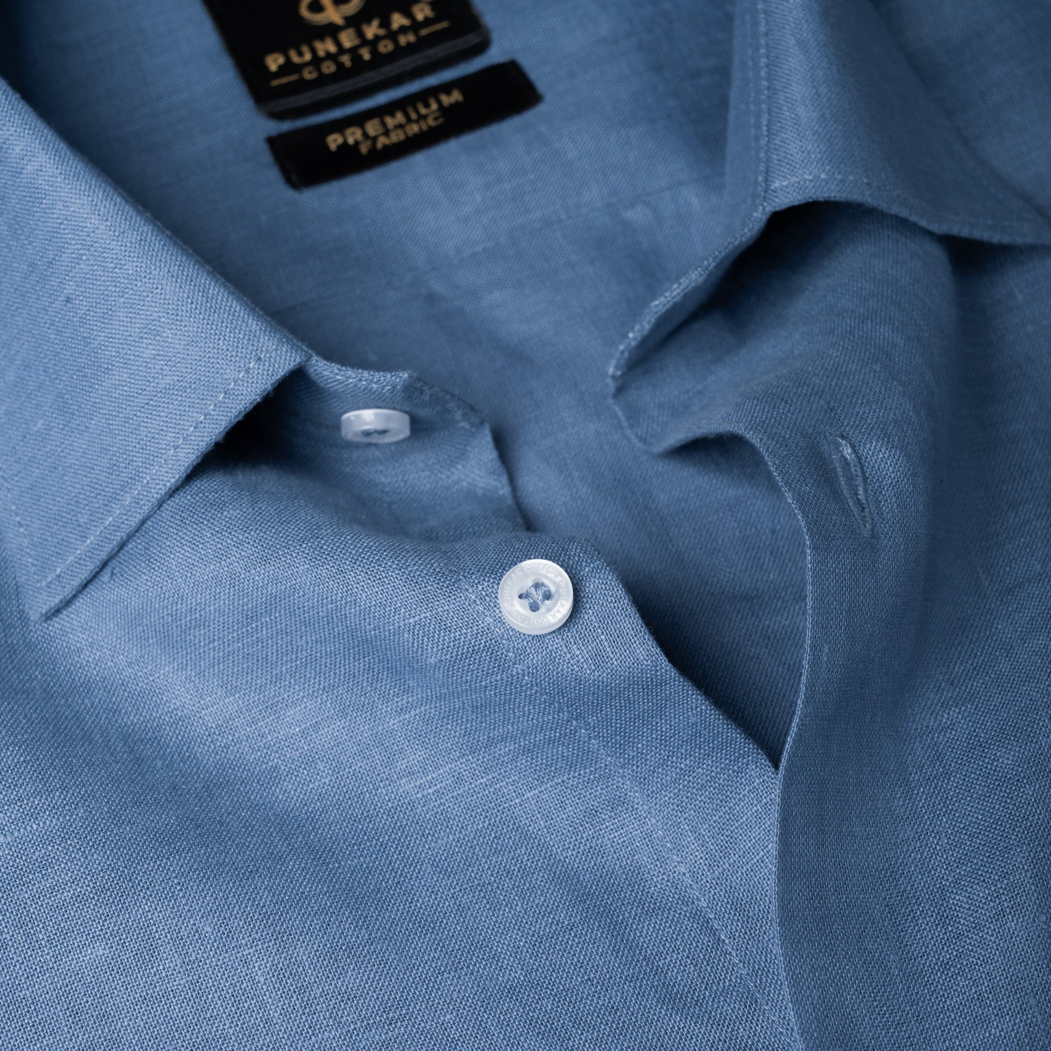 Ice Blue Color 60Lea Pure Linen Shirt For Men - Punekar Cotton