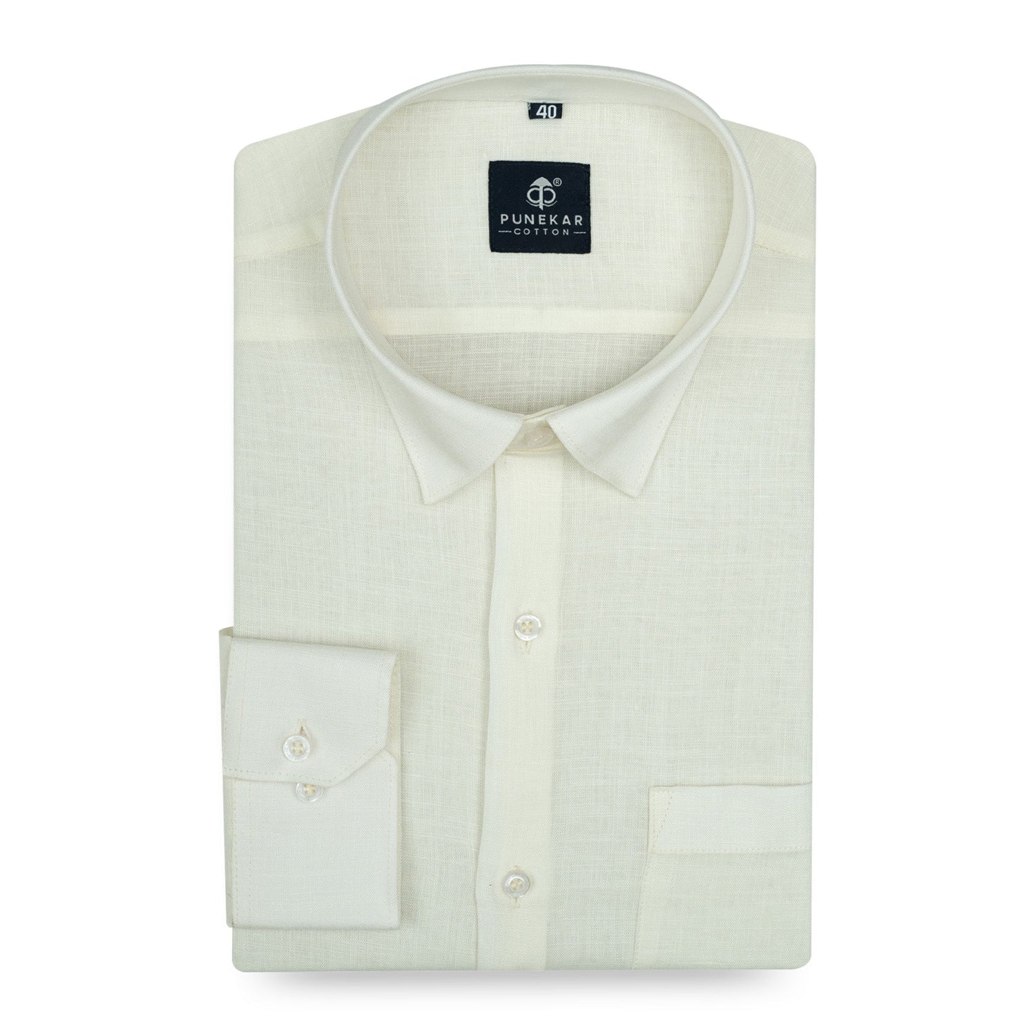 Ivory Color 80s Lino Lyocell Shirt For Men - Punekar Cotton