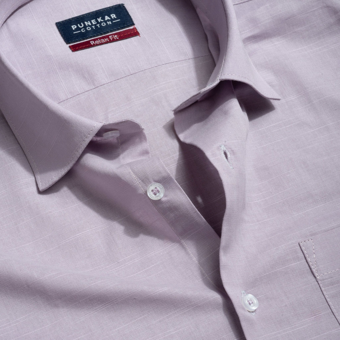 Lavender Color Solid Cotton Linen Shirt For Men - Punekar Cotton