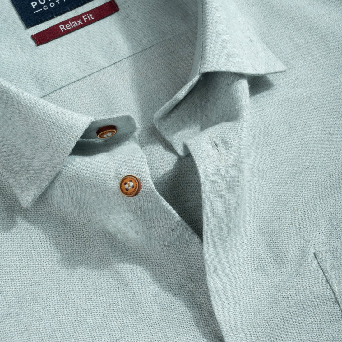 Light Blue Color Cotton Blend Kosa Texture Shirts For Men - Punekar Cotton