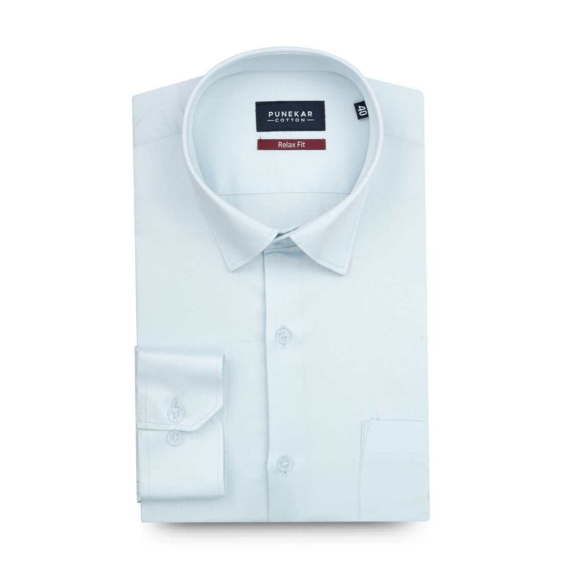 Light Blue Color Cotton Satin Shirt For Men - Punekar Cotton