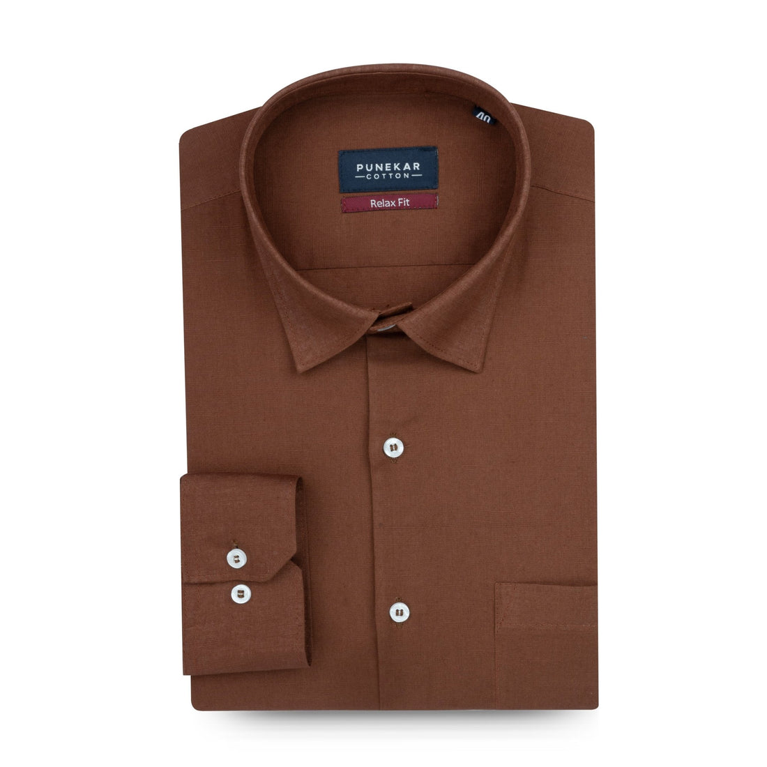 Light Brown Color Solid Cotton Linen Shirt For Men - Punekar Cotton
