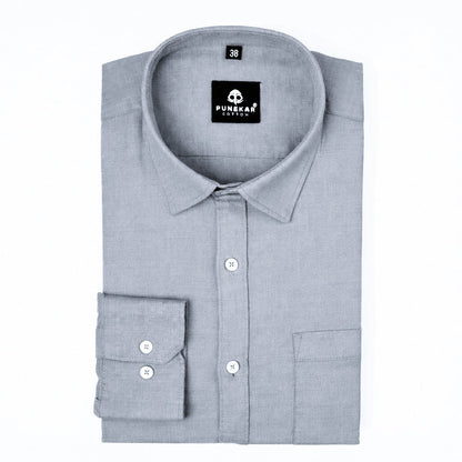 Light Grey Color Cotton Linen Shirt For Men - Punekar Cotton