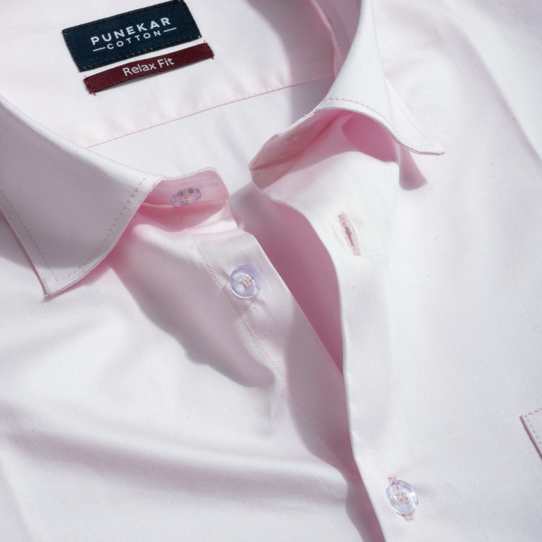 Light Pink Color Cotton Satin Shirt For Men - Punekar Cotton