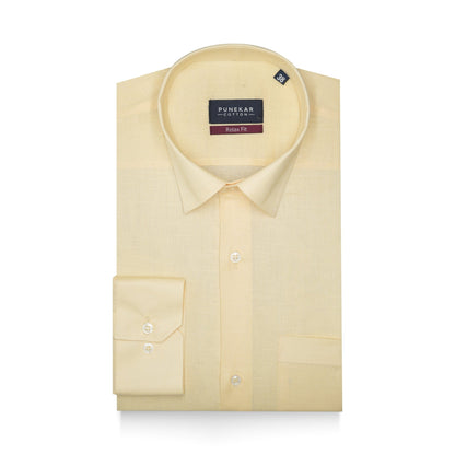 Light Yellow Color Solid Pure Cotton For Men - Punekar Cotton
