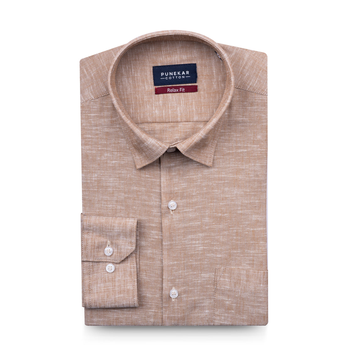 Light Brown Color Classic Lyocell Linen Feel Shirt For Men