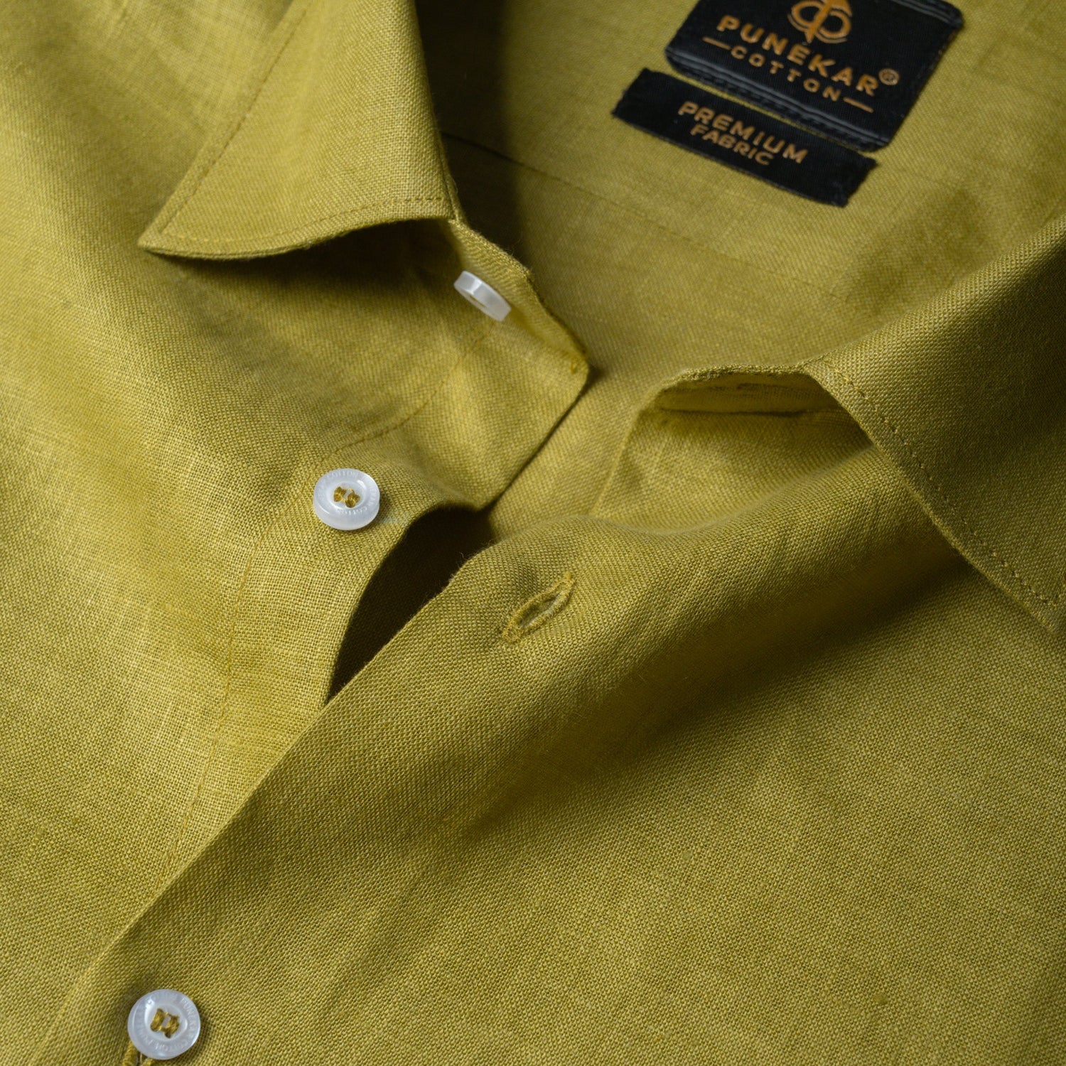 Mehndi 60Lea Pure Linen Shirt For Men - Punekar Cotton