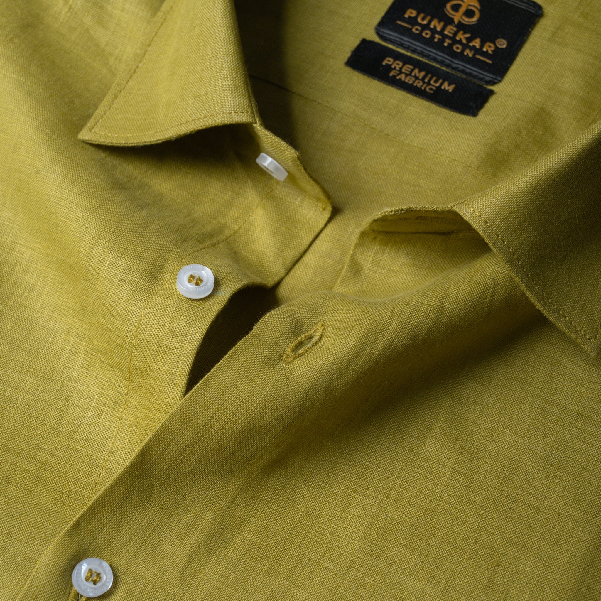 Mehndi 60Lea Pure Linen Shirt For Men - Punekar Cotton