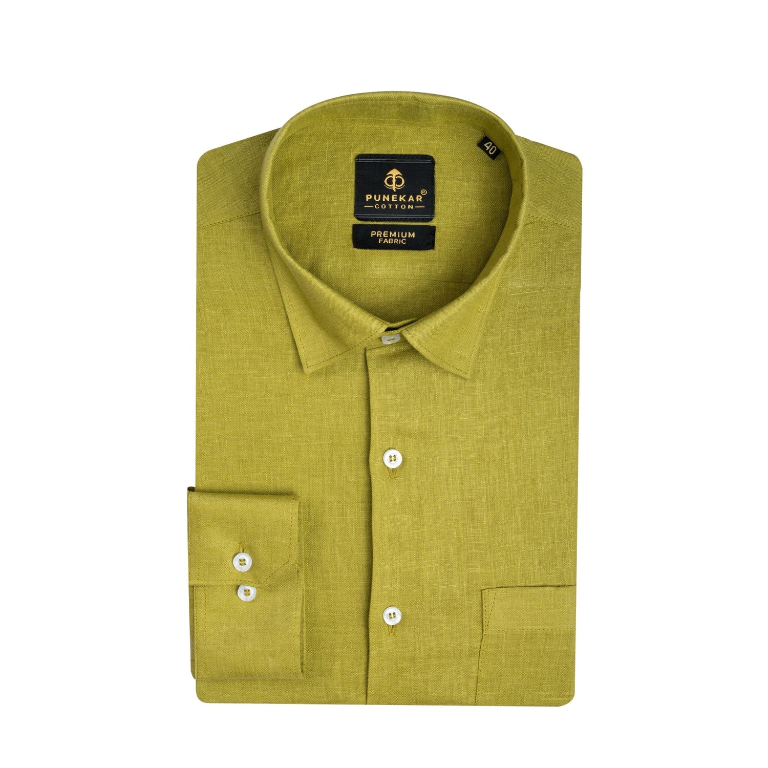 Mehndi 60Lea Pure Linen Shirt For Men - Punekar Cotton
