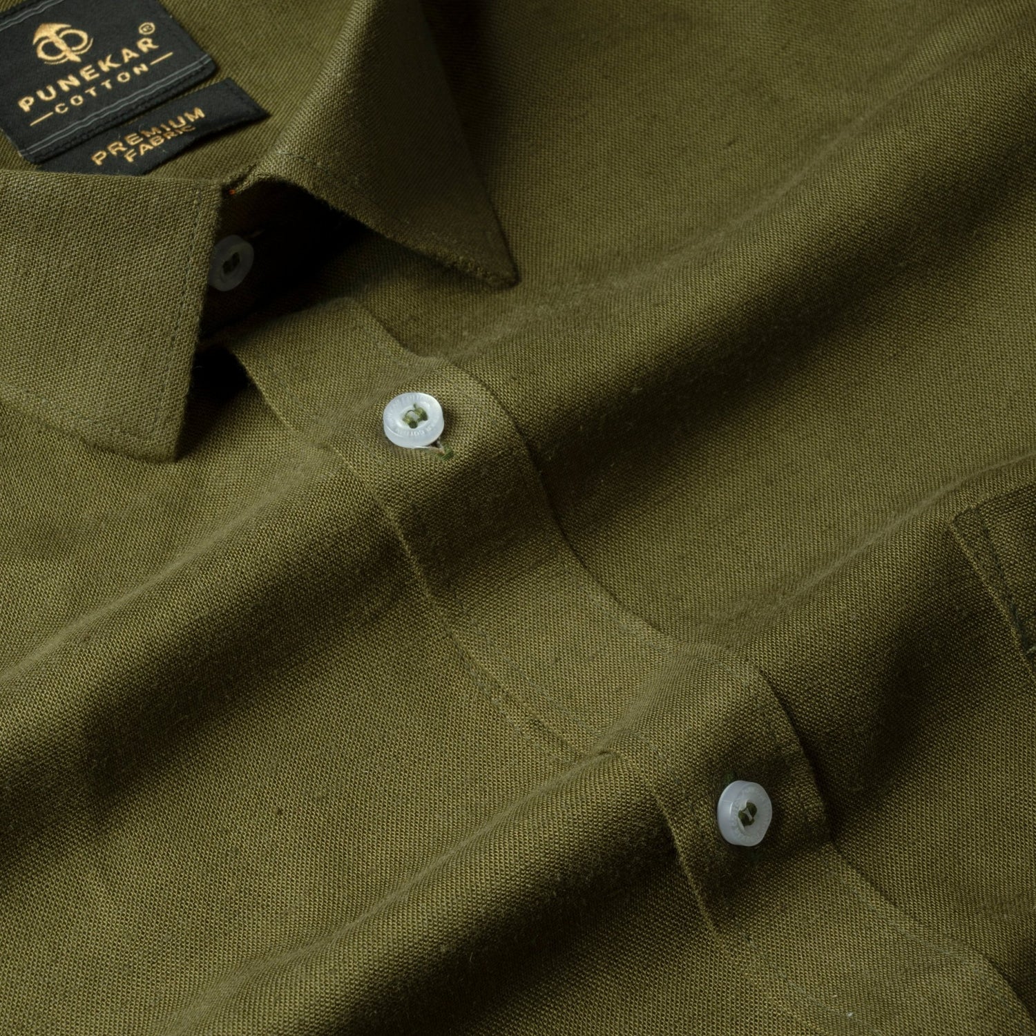 Mehndi Color Prime Linen Shirt For Men - Punekar Cotton