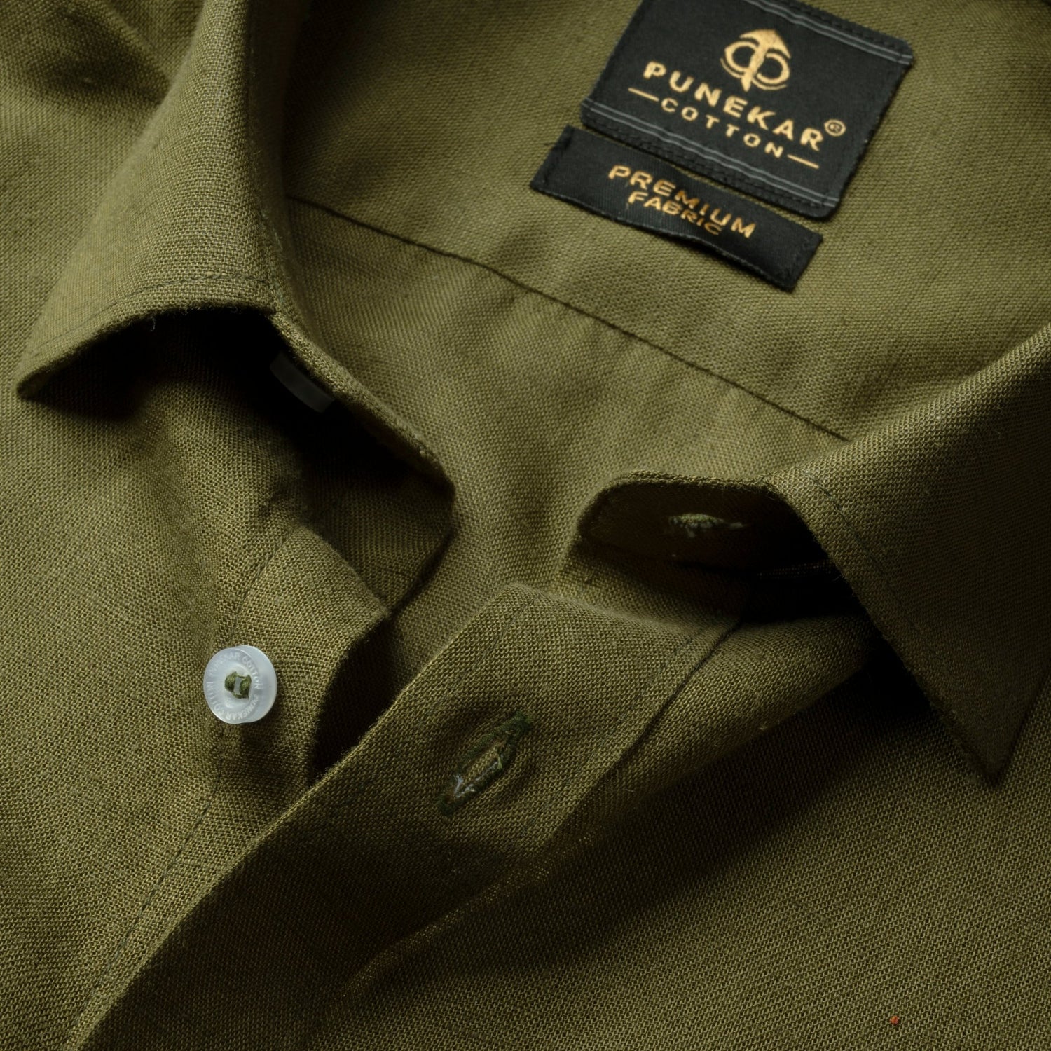 Mehndi Color Prime Linen Shirt For Men - Punekar Cotton