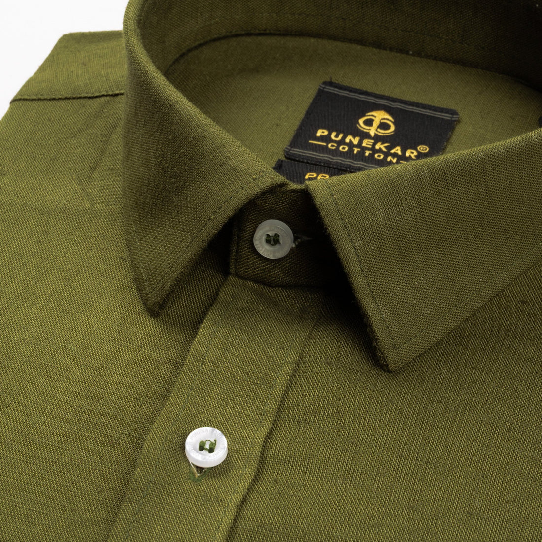 Mehndi Color Prime Linen Shirt For Men - Punekar Cotton