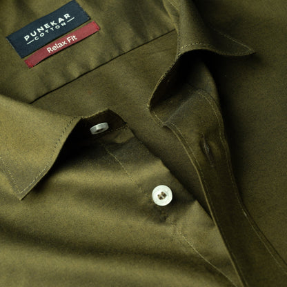 Mehndi Colour Signature Classic Oxford Shirt For Men - Punekar Cotton