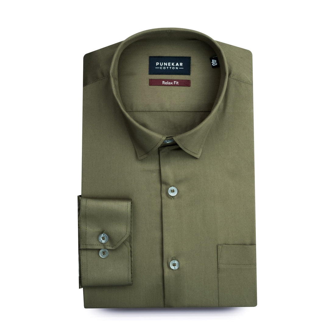 Moss Green Color Cotton Satin Shirt For Men - Punekar Cotton