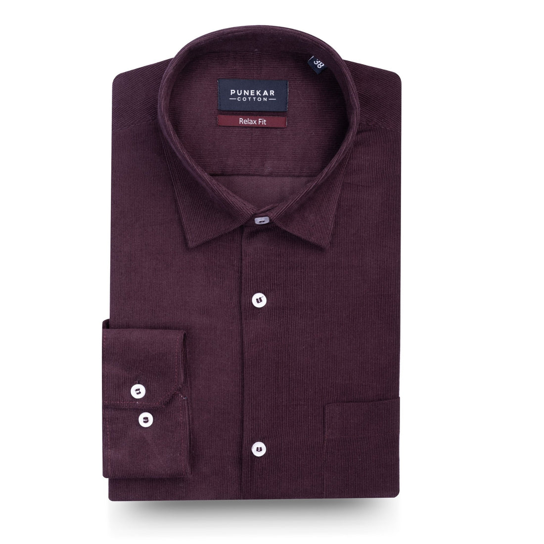 Mulberry Color Corduroy Shirt For Men - Punekar Cotton