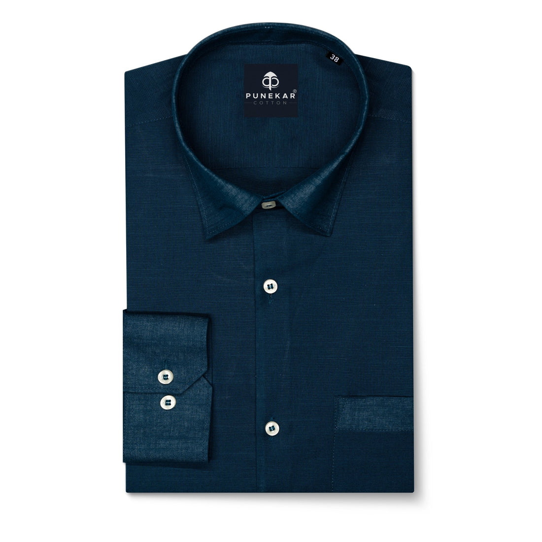 Navy Blue Color Lining Texture Pure Cotton Shirt For Men - Punekar Cotton